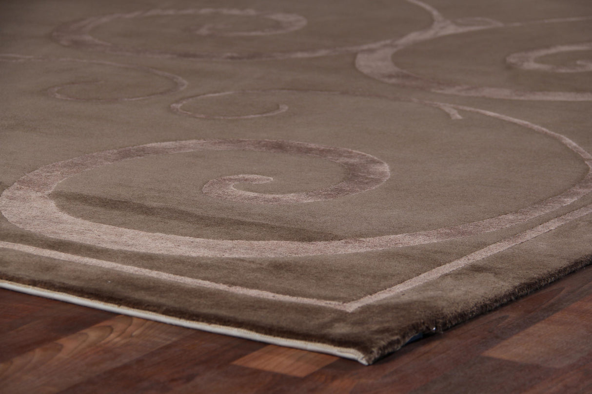 Exquisite Rugs Super Tibetan hand-knotted Wool/Bamboo Silk 9202 Light Chocolate 12' x 9' Area Rug