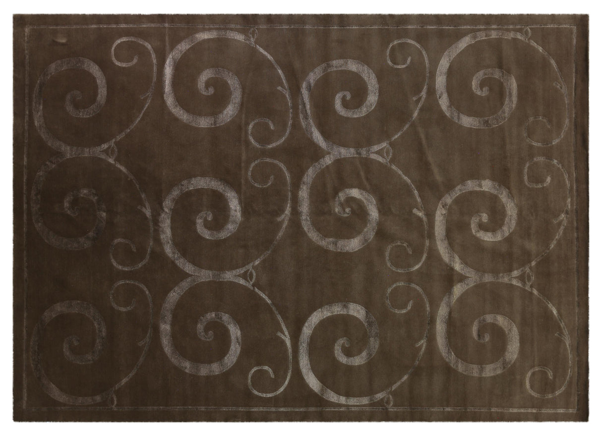 Exquisite Rugs Super Tibetan hand-knotted Wool/Bamboo Silk 9202 Light Chocolate 12' x 9' Area Rug