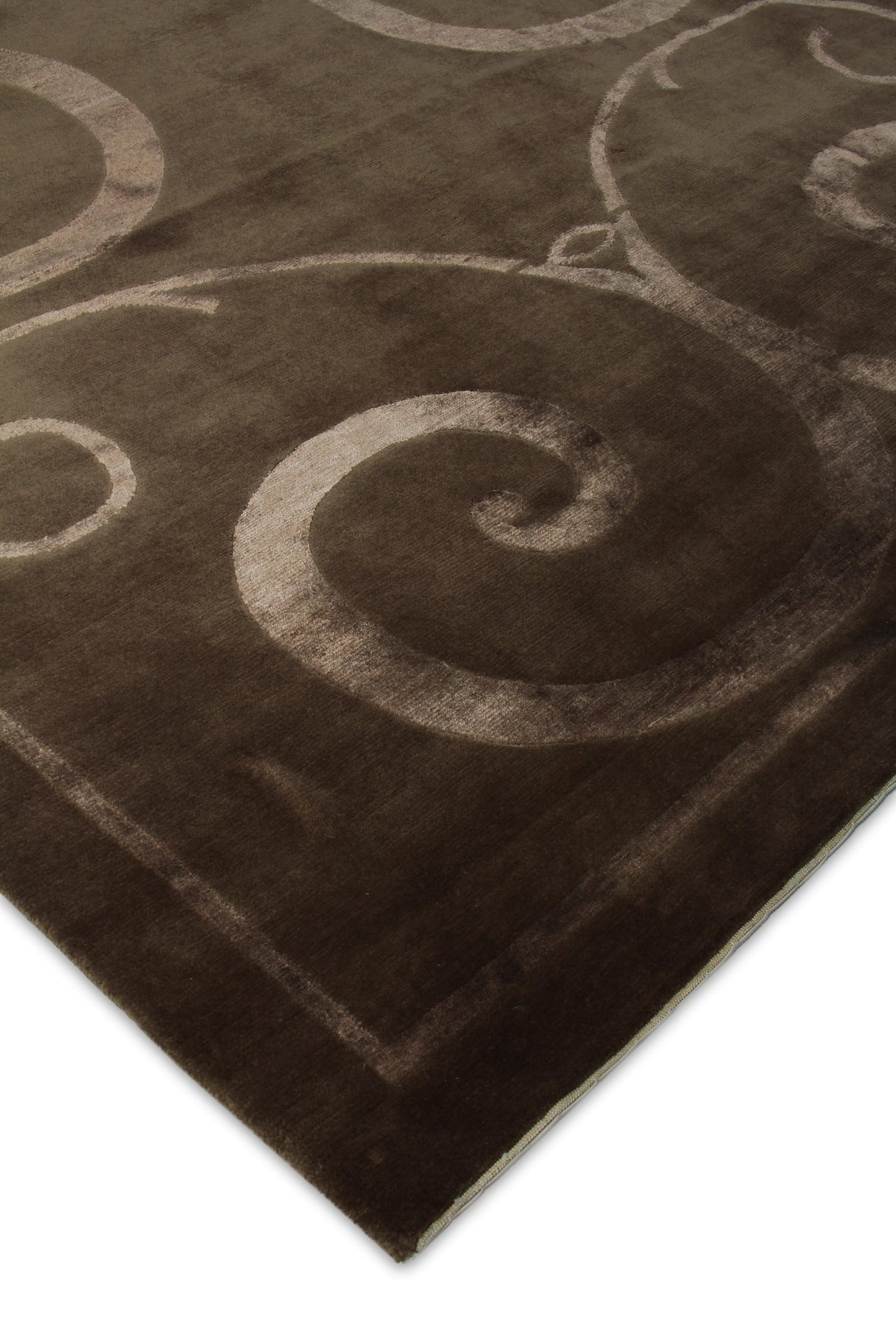 Exquisite Rugs Super Tibetan hand-knotted Wool/Bamboo Silk 9202 Light Chocolate 12' x 9' Area Rug