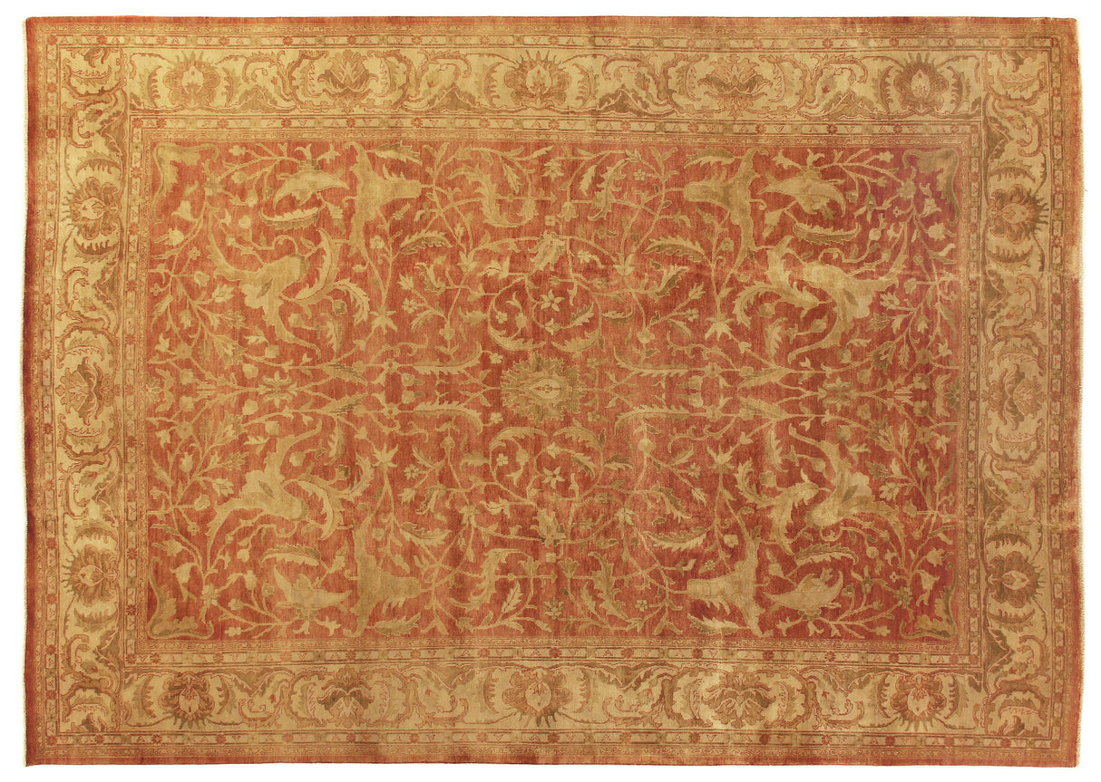 Exquisite Rugs Antique Weave Oushak hand-knotted New Zealand Wool 9210 Rust/Ivory 10' x 8' Area Rug