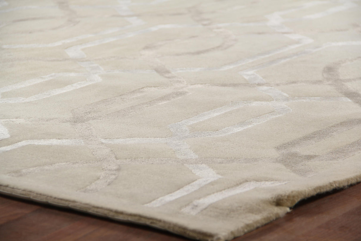 Exquisite Rugs Super Tibetan hand-knotted Wool/Bamboo Silk 9218 Beige/Ivory 11' x 8' Area Rug