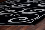 Exquisite Rugs Super Tibetan hand-knotted Wool/Bamboo Silk 9323 Black/Silver 14' x 10' Area Rug