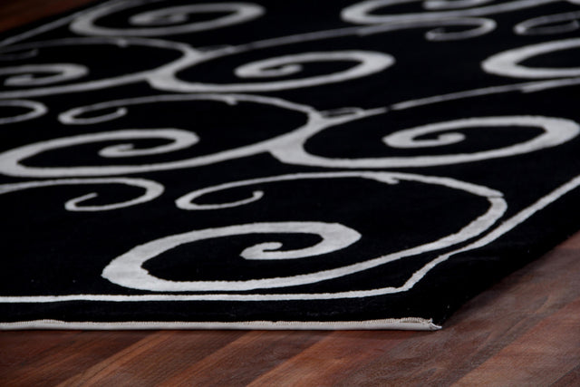 Exquisite Rugs Super Tibetan hand-knotted Wool/Bamboo Silk 9323 Black/Silver 14' x 10' Area Rug