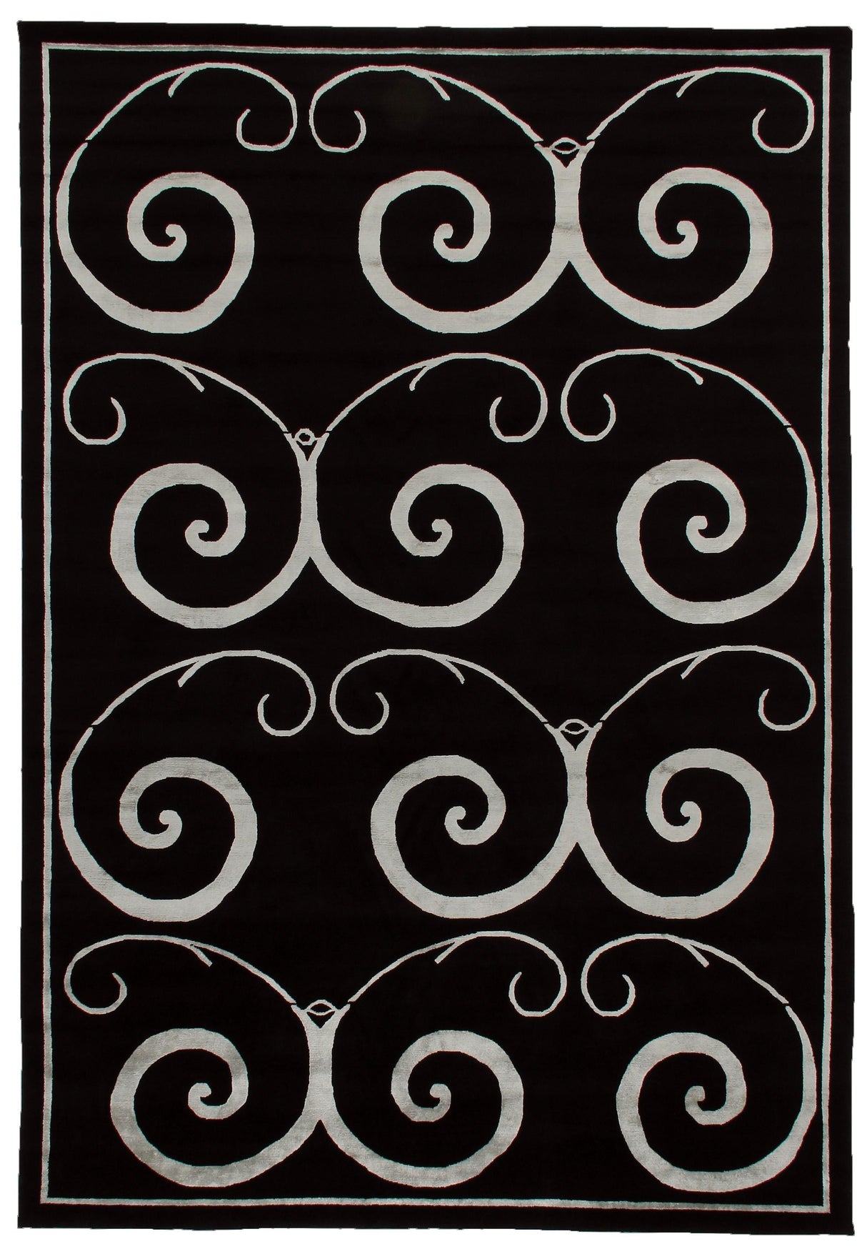 Exquisite Rugs Super Tibetan hand-knotted Wool/Bamboo Silk 9323 Black/Silver 14' x 10' Area Rug
