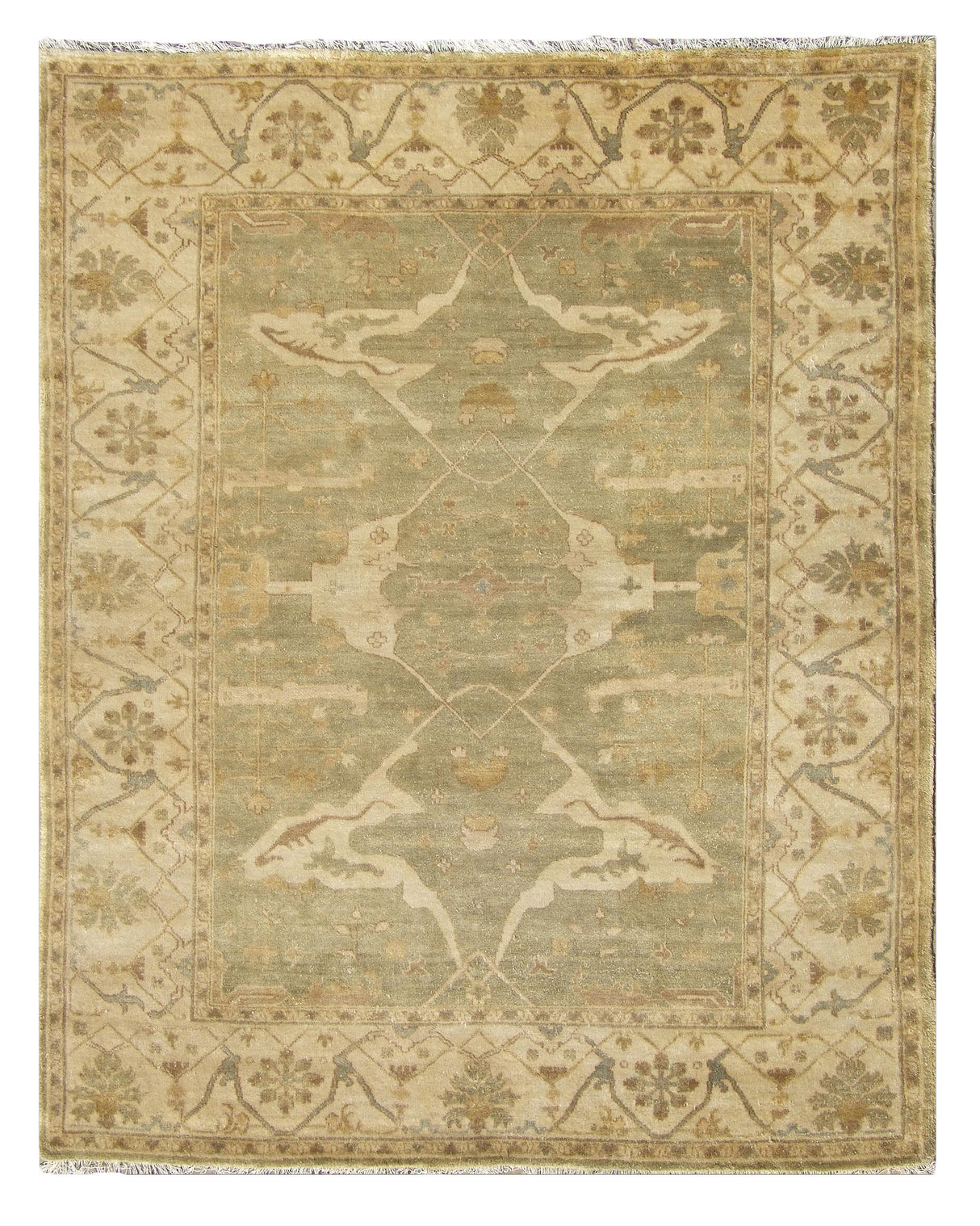 Exquisite Rugs Antique Weave Oushak hand-knotted New Zealand Wool 9328 Light Green/Ivory 18' x 14' Area Rug