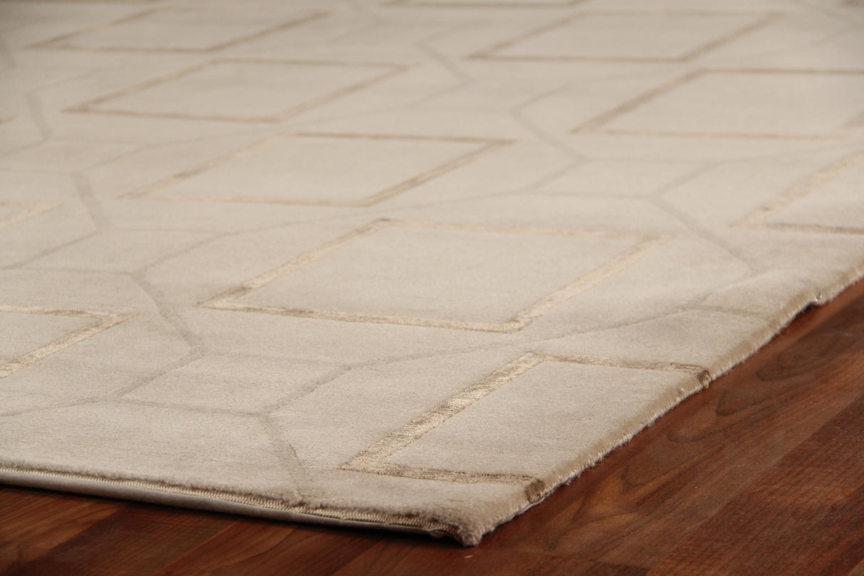 Exquisite Rugs Super Tibetan hand-knotted Wool/Bamboo Silk 9336 Ivory 9' x 6' Area Rug