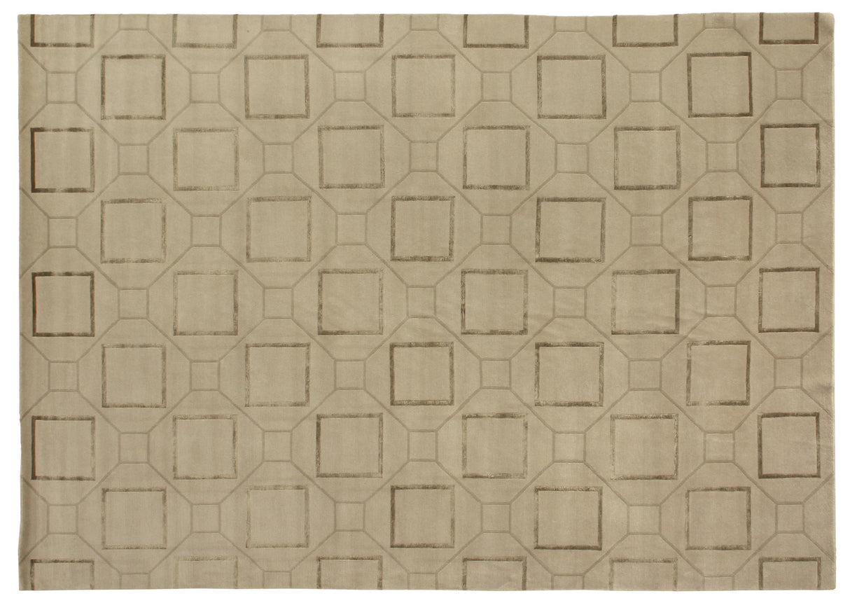 Exquisite Rugs Super Tibetan hand-knotted Wool/Bamboo Silk 9336 Ivory 9' x 6' Area Rug