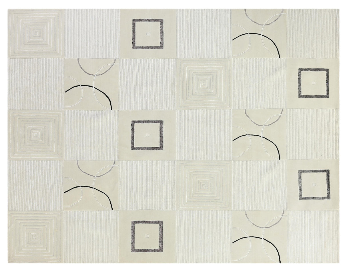 Exquisite Rugs Super Tibetan hand-knotted Wool/Bamboo Silk 9385 Ivory 10' x 8' Area Rug