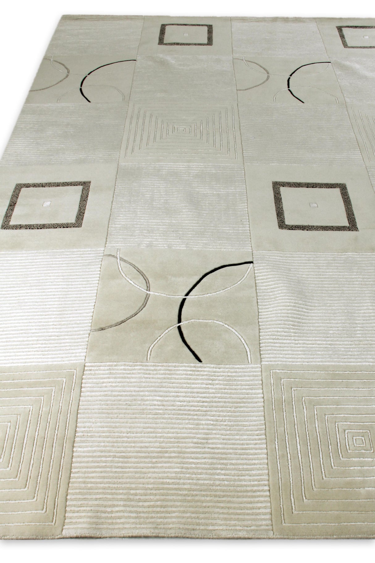 Exquisite Rugs Super Tibetan hand-knotted Wool/Bamboo Silk 9385 Ivory 10' x 8' Area Rug