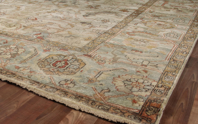 Exquisite Rugs Antique Weave Serapi hand-knotted New Zealand Wool 9391 Ivory/Light Blue 10' x 8' Area Rug