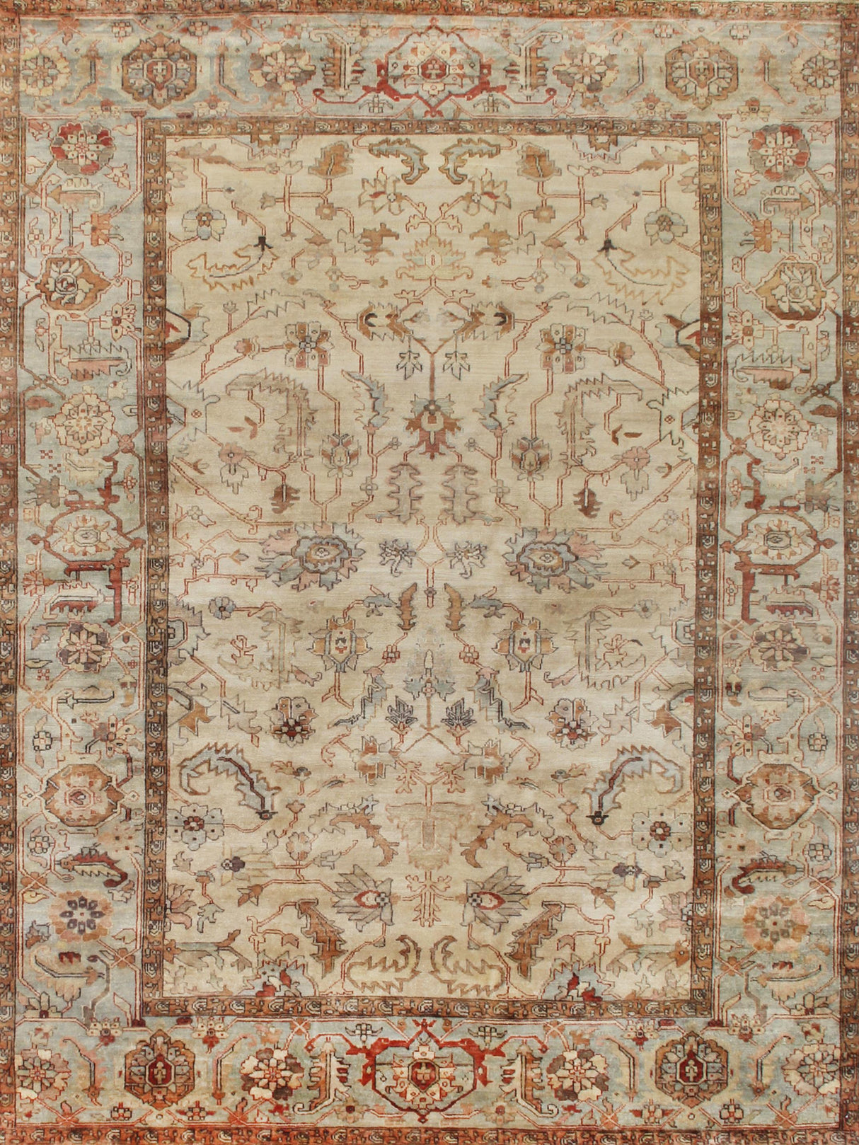 Exquisite Rugs Antique Weave Serapi hand-knotted New Zealand Wool 9391 Ivory/Light Blue 10' x 8' Area Rug
