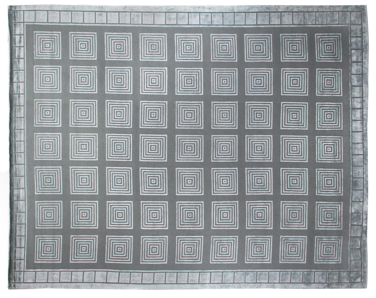 Exquisite Rugs Metro Velvet hand-knotted Wool/Viscose 9418 Light Blue 14' x 10' Area Rug