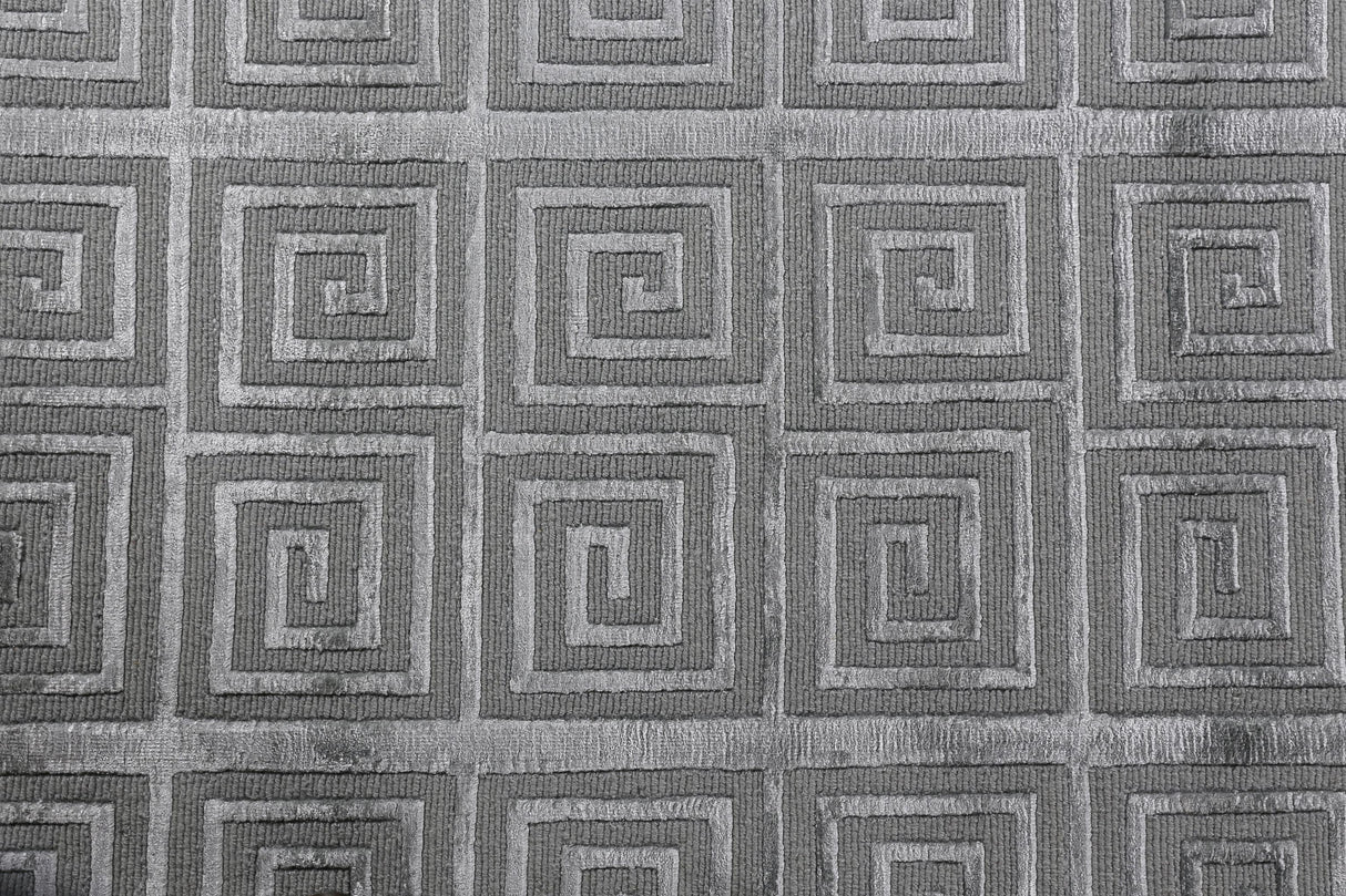 Exquisite Rugs Greek Key hand-knotted Wool/Viscose 9420 Light Blue 8' x 5' Area Rug