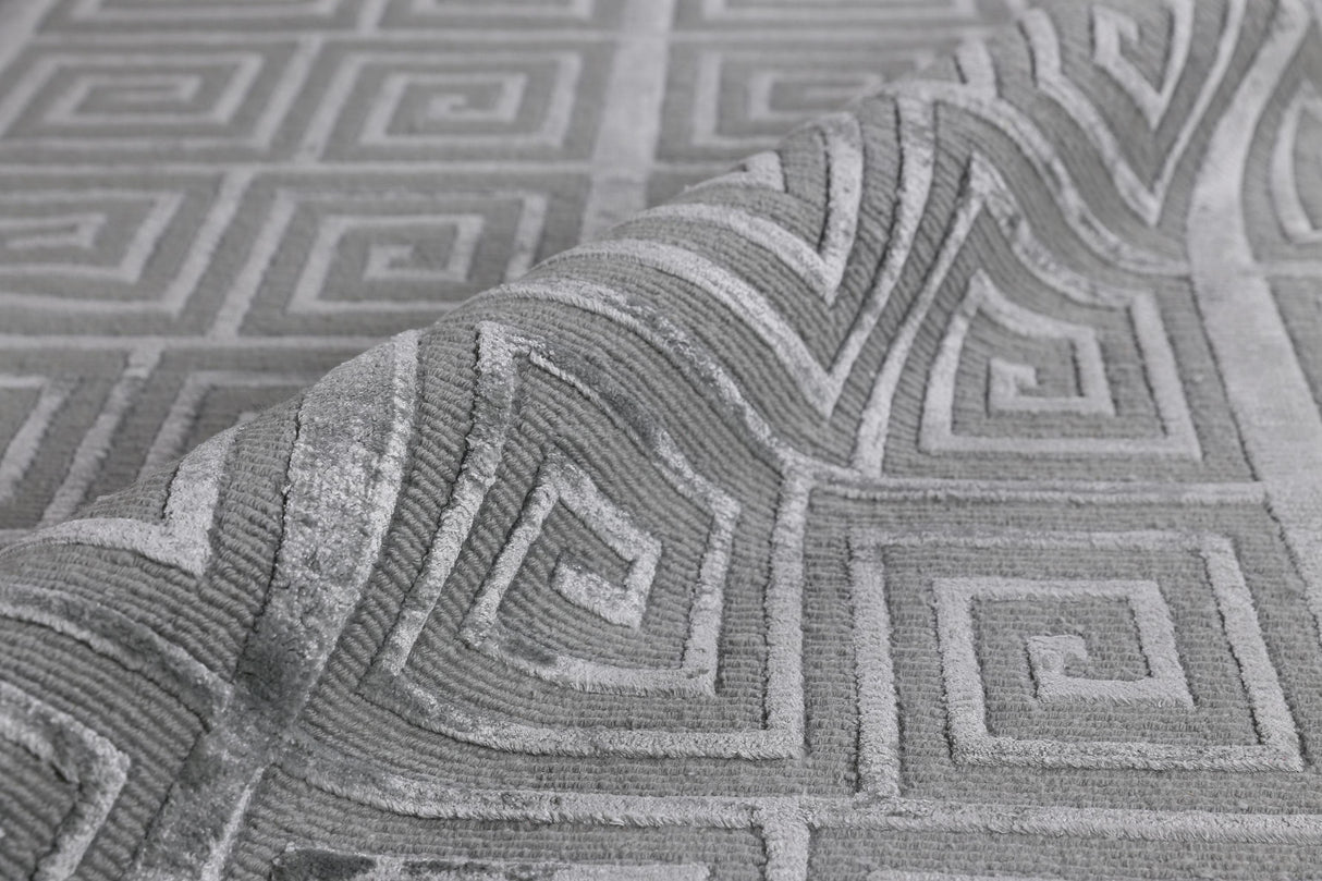 Exquisite Rugs Greek Key hand-knotted Wool/Viscose 9420 Light Blue 8' x 5' Area Rug