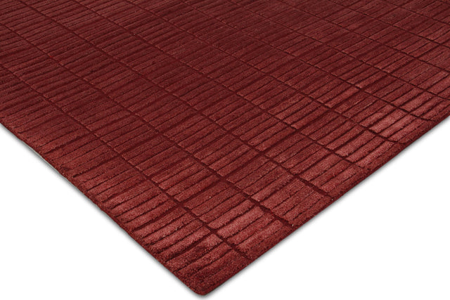 Exquisite Rugs Blocks handloomed Viscose 9502 Red 11' x 9' Area Rug