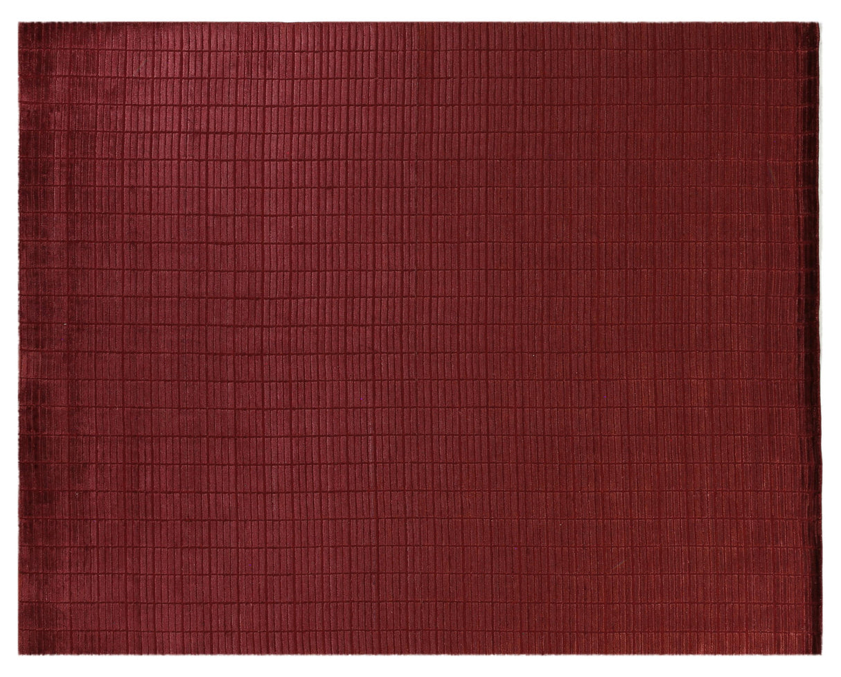 Exquisite Rugs Blocks handloomed Viscose 9502 Red 11' x 9' Area Rug