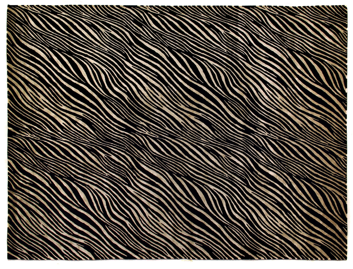 Exquisite Rugs Super Tibetan hand-knotted Wool/Bamboo Silk 9527 Black/Silver 9' x 6' Area Rug