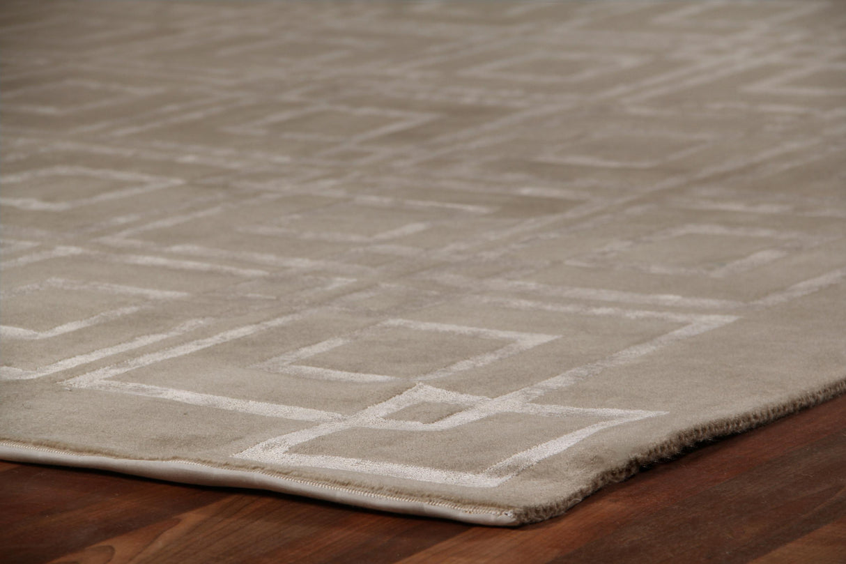 Exquisite Rugs Super Tibetan hand-knotted Wool/Bamboo Silk 9556 Taupe 12' x 9' Area Rug
