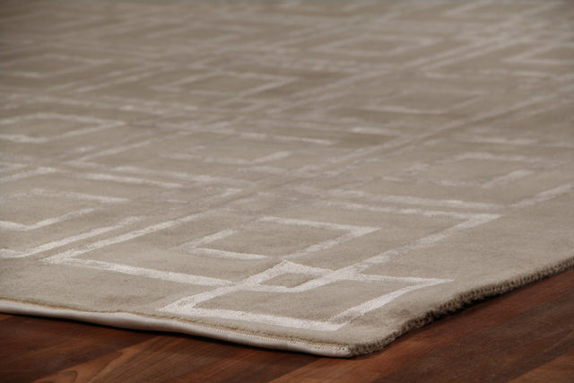 Exquisite Rugs Super Tibetan hand-knotted Wool/Bamboo Silk 9556 Taupe 12' x 9' Area Rug