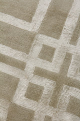 Exquisite Rugs Super Tibetan hand-knotted Wool/Bamboo Silk 9556 Taupe 12' x 9' Area Rug