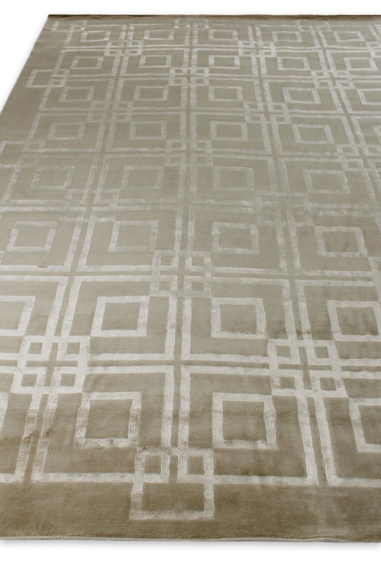 Exquisite Rugs Super Tibetan hand-knotted Wool/Bamboo Silk 9556 Taupe 12' x 9' Area Rug