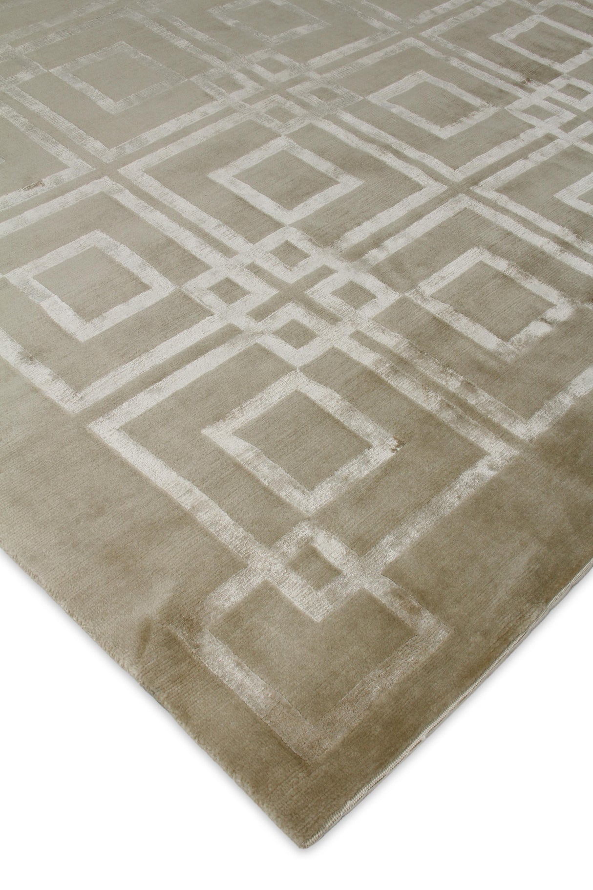 Exquisite Rugs Super Tibetan hand-knotted Wool/Bamboo Silk 9556 Taupe 12' x 9' Area Rug