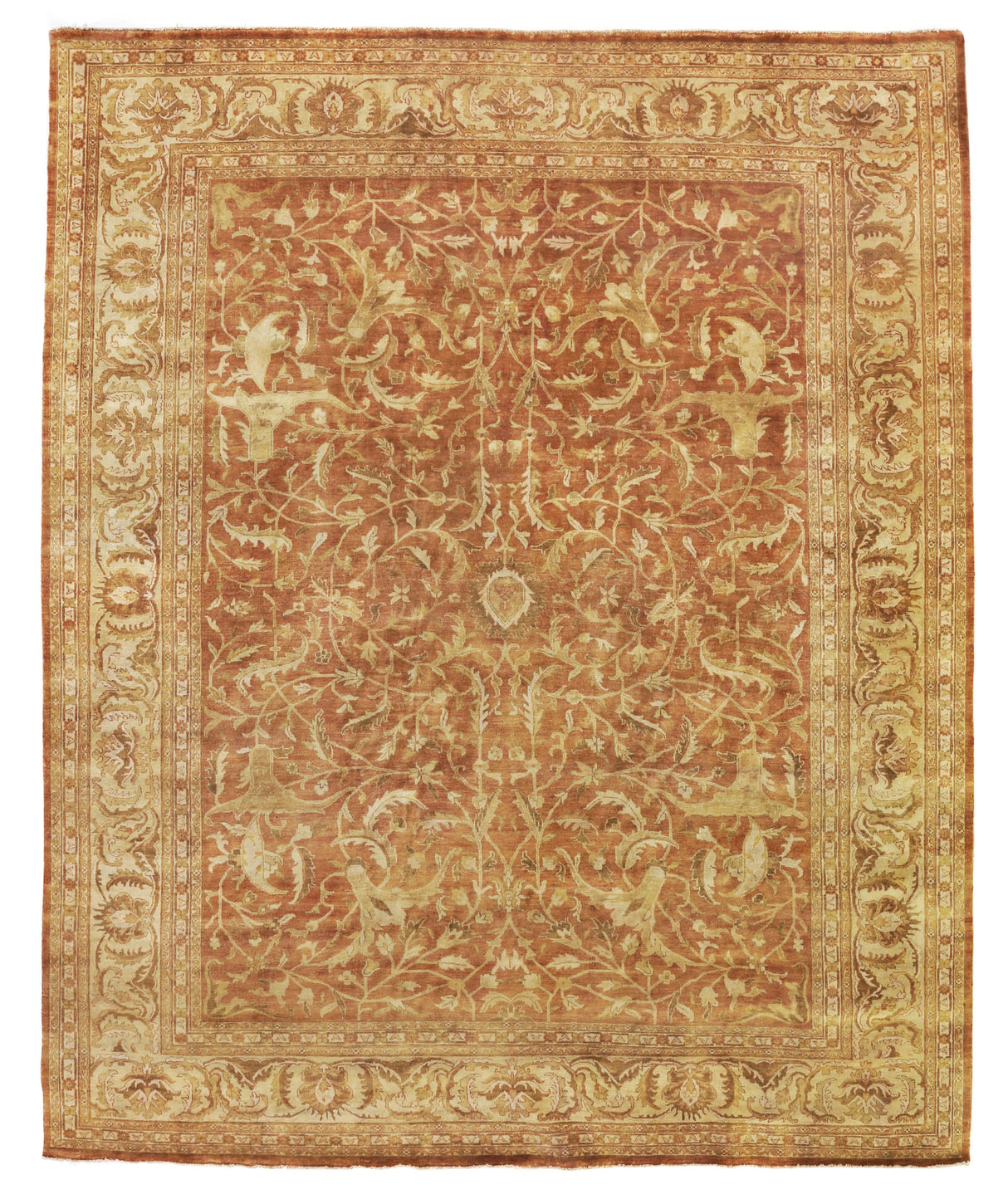 Exquisite Rugs Antique Weave Oushak hand-knotted New Zealand Wool 9564 Rust/Ivory 10' x 8' Area Rug