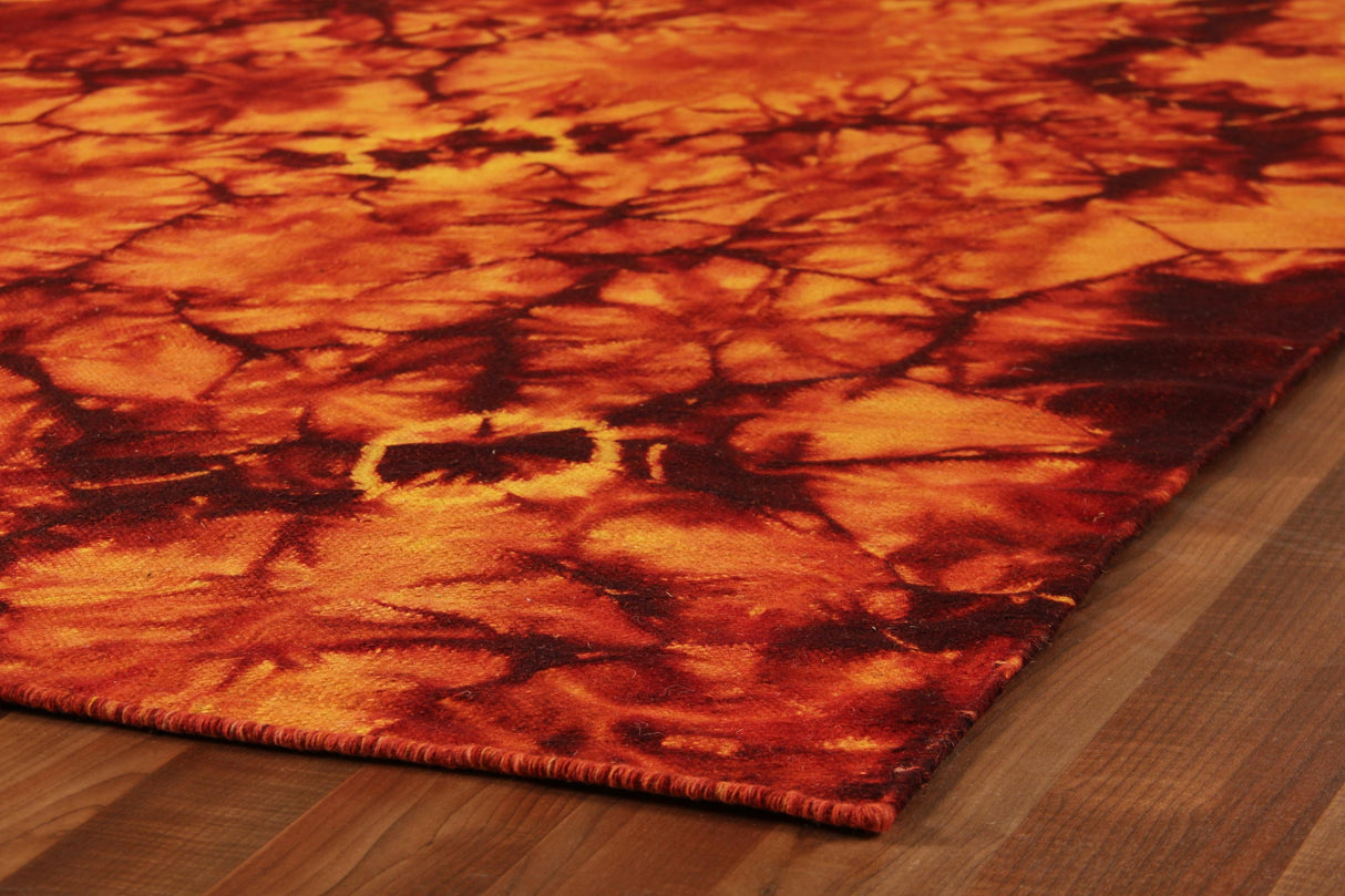 Exquisite Rugs Flatweave flatweave New Zealand Wool 9586 Orange/Red 8' x 5' Area Rug