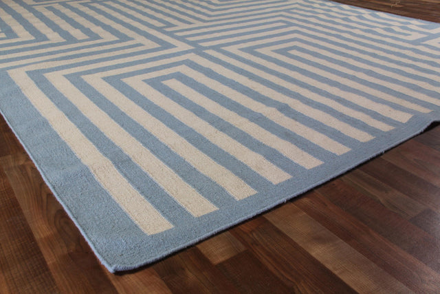 Exquisite Rugs Flatweave flatweave New Zealand Wool 9622 Light Blue 8' x 5' Area Rug