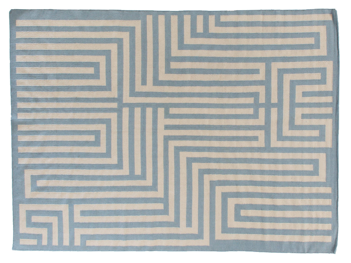 Exquisite Rugs Flatweave flatweave New Zealand Wool 9622 Light Blue 8' x 5' Area Rug
