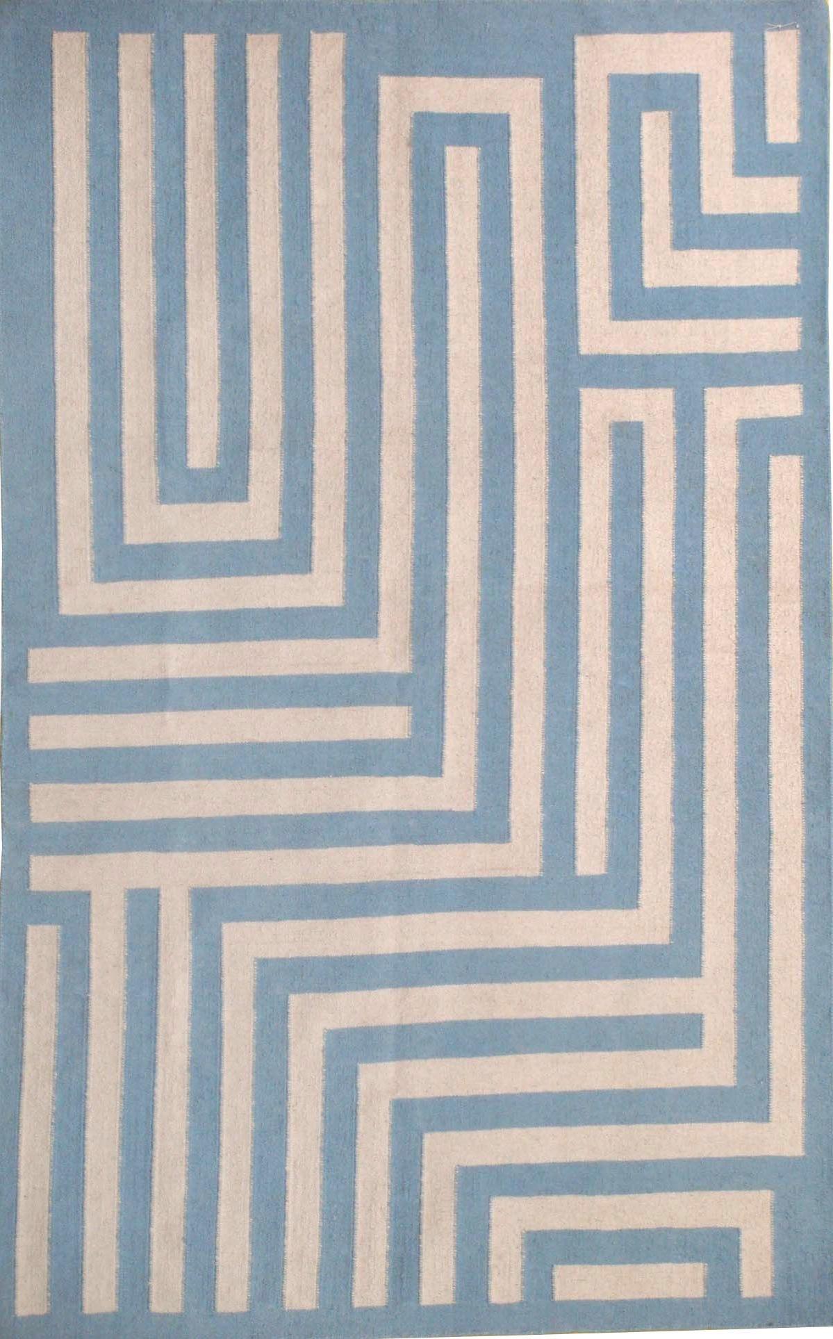 Exquisite Rugs Flatweave flatweave New Zealand Wool 9622 Light Blue 8' x 5' Area Rug
