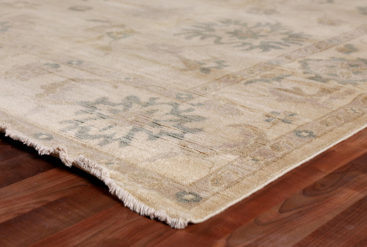 Exquisite Rugs Antique Weave Oushak hand-knotted New Zealand Wool 9691 Ivory 18' x 14' Area Rug