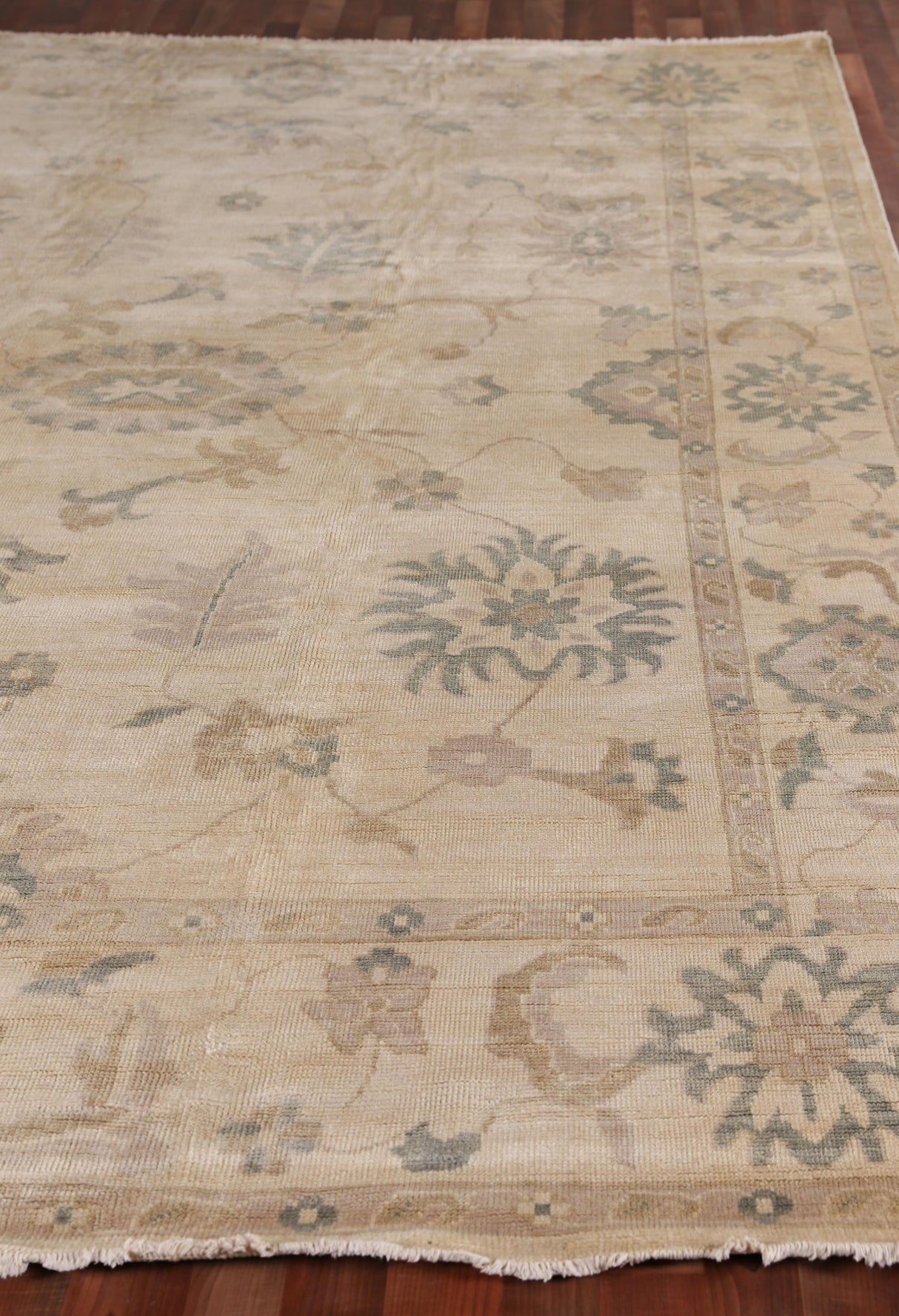 Exquisite Rugs Antique Weave Oushak hand-knotted New Zealand Wool 9691 Ivory 18' x 14' Area Rug