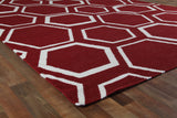 Exquisite Rugs Flatweave flatweave New Zealand Wool 9697 Red/White 8' x 5' Area Rug