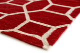 Exquisite Rugs Flatweave flatweave New Zealand Wool 9706 Red/White 8' x 5' Area Rug
