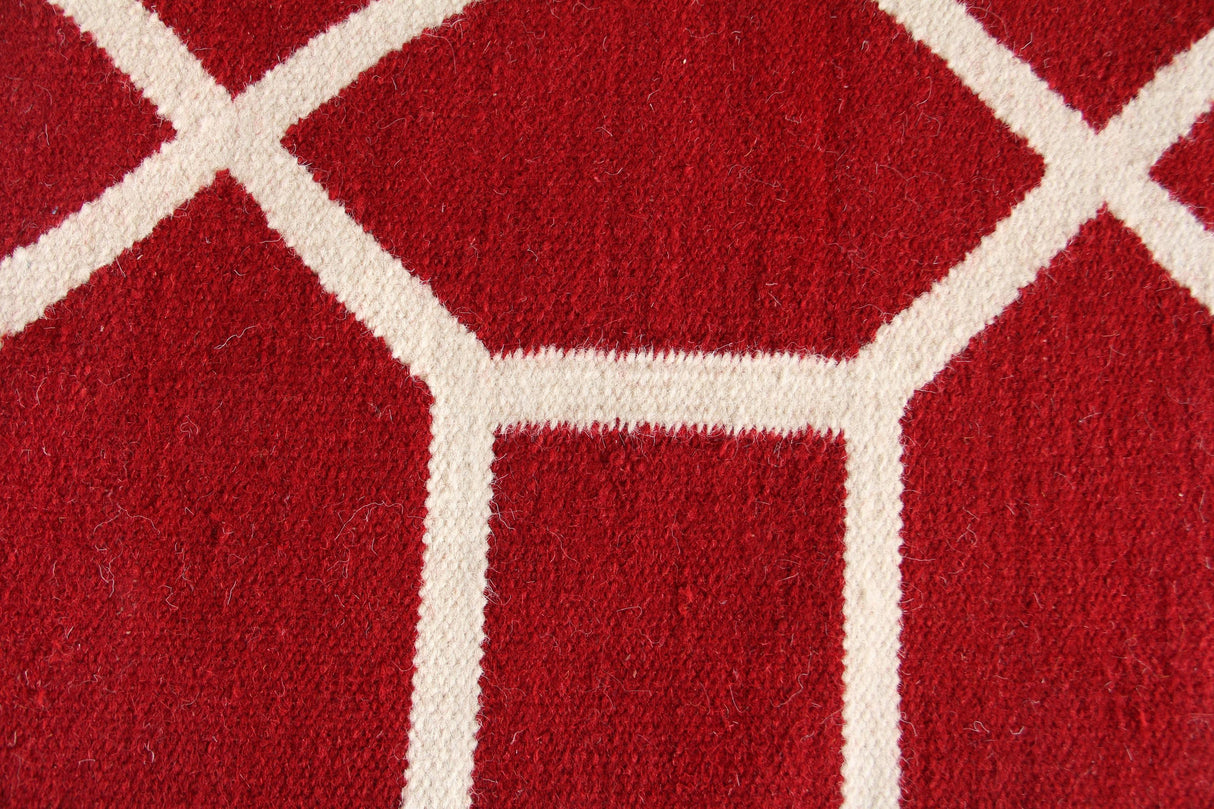 Exquisite Rugs Flatweave flatweave New Zealand Wool 9706 Red/White 8' x 5' Area Rug