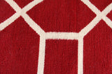 Exquisite Rugs Flatweave flatweave New Zealand Wool 9706 Red/White 8' x 5' Area Rug