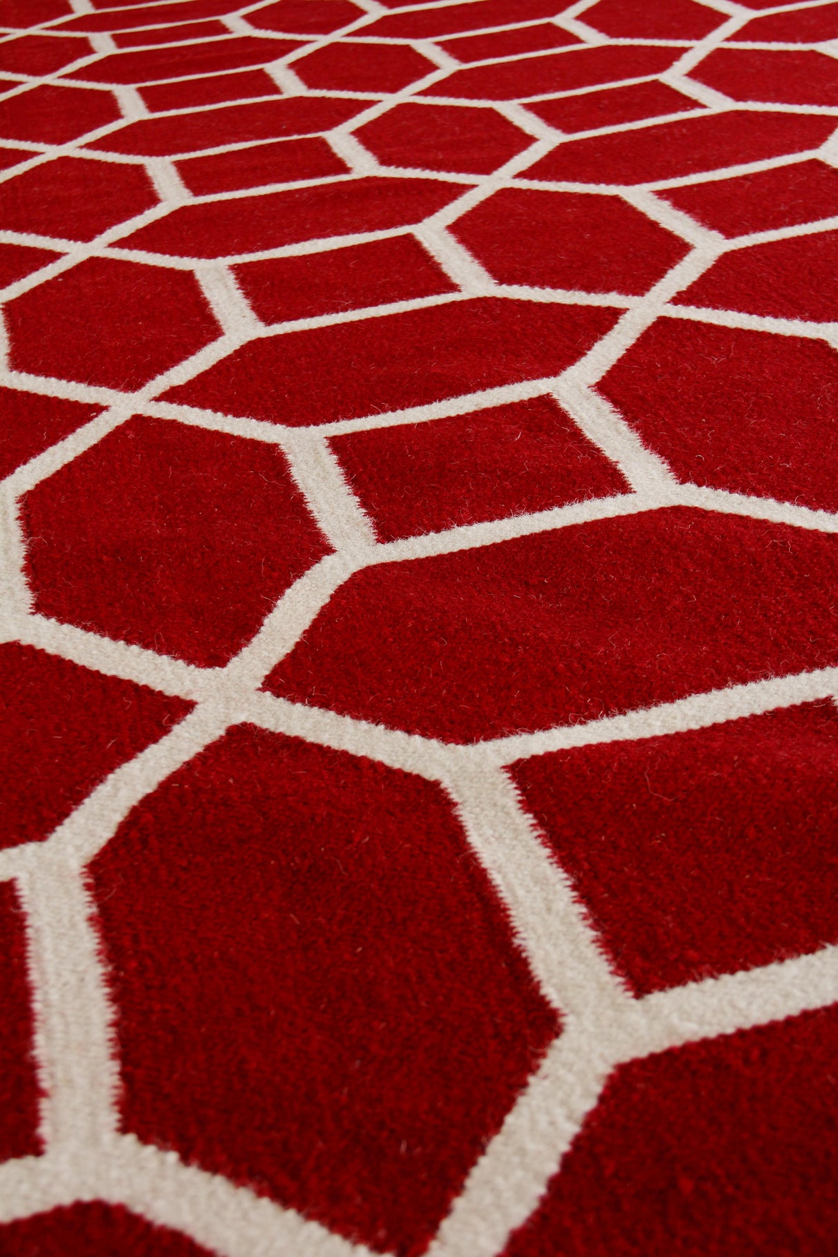 Exquisite Rugs Flatweave flatweave New Zealand Wool 9706 Red/White 8' x 5' Area Rug