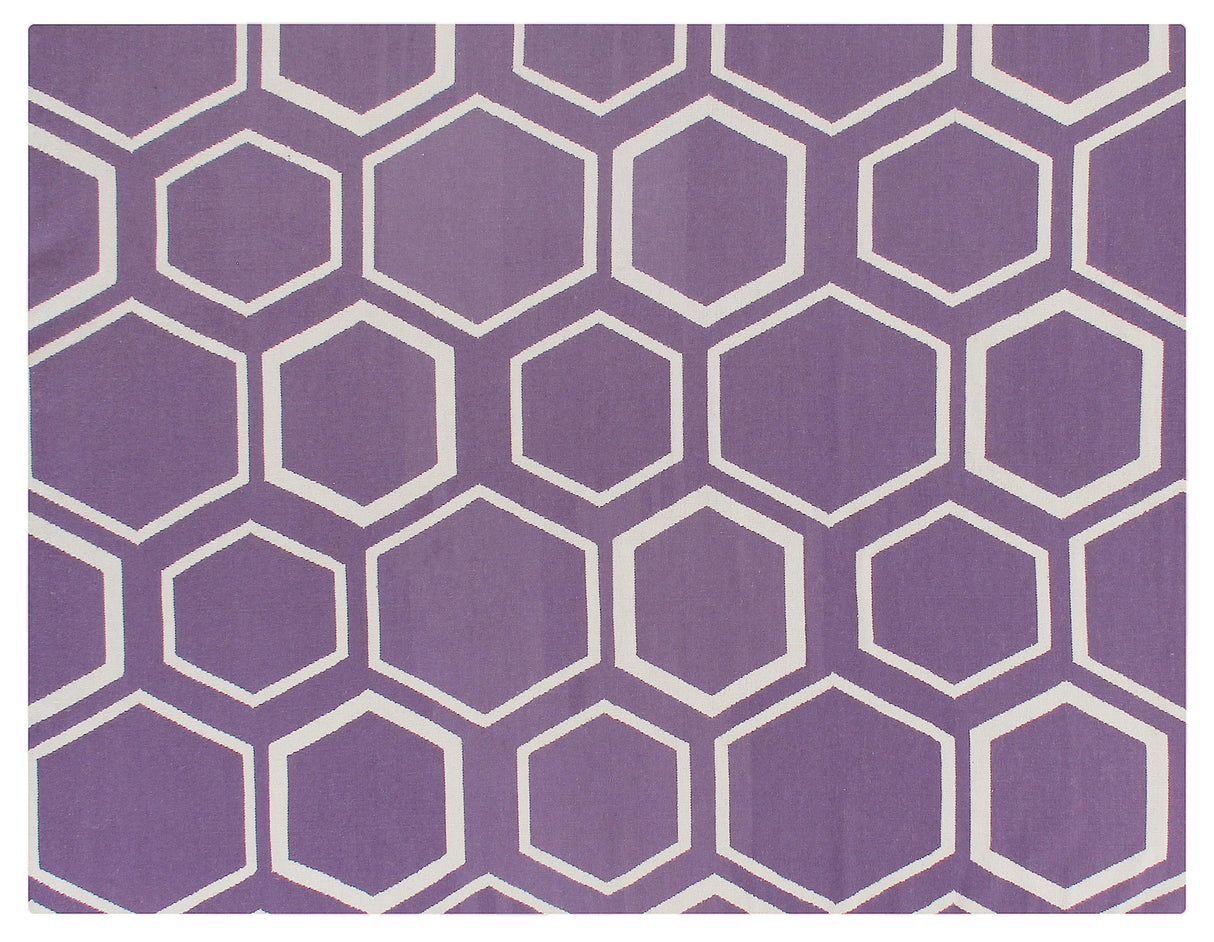 Exquisite Rugs Flatweave flatweave New Zealand Wool 9700 Purple/White 8' x 5' Area Rug