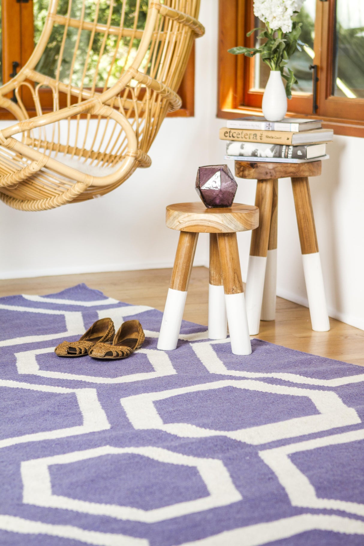 Exquisite Rugs Flatweave flatweave New Zealand Wool 9700 Purple/White 8' x 5' Area Rug