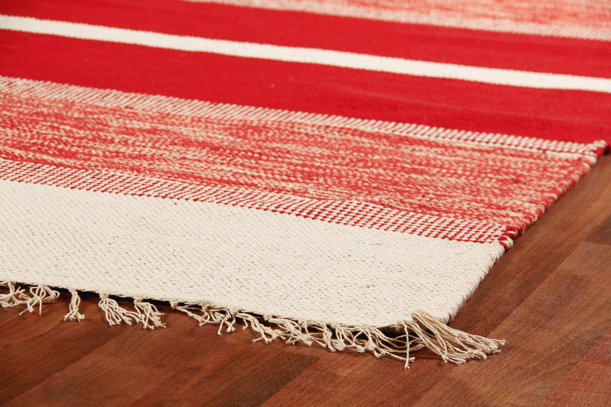 Exquisite Rugs Druggets flatweave Cotton 9720 Red 8' x 5' Area Rug