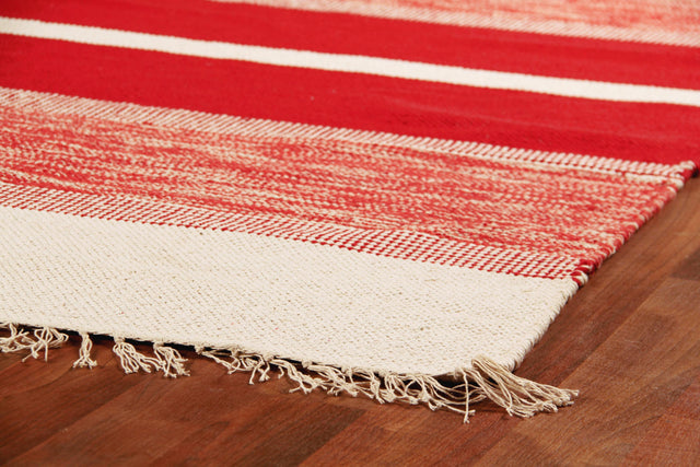 Exquisite Rugs Druggets flatweave Cotton 9720 Red 8' x 5' Area Rug