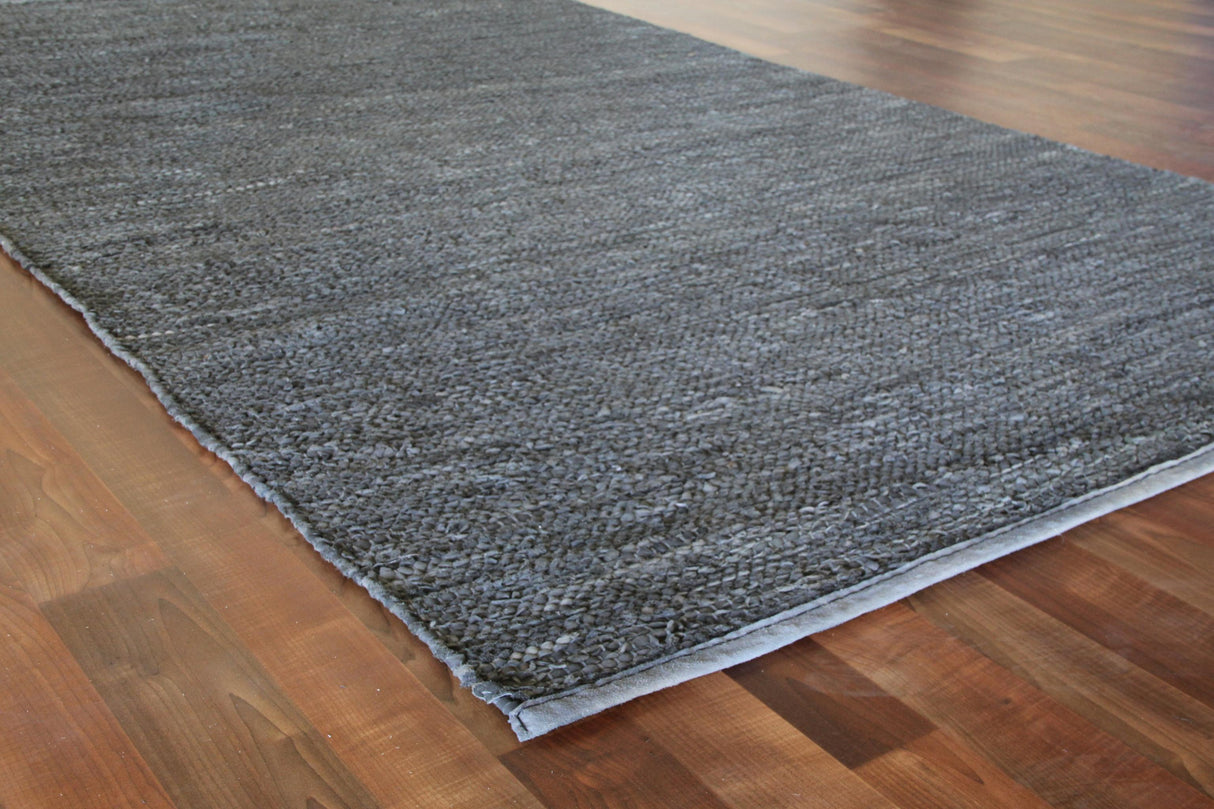 Exquisite Rugs Leather Durry hand-tufted Leather Hide 9727 Dark Gray 9' x 6' Area Rug