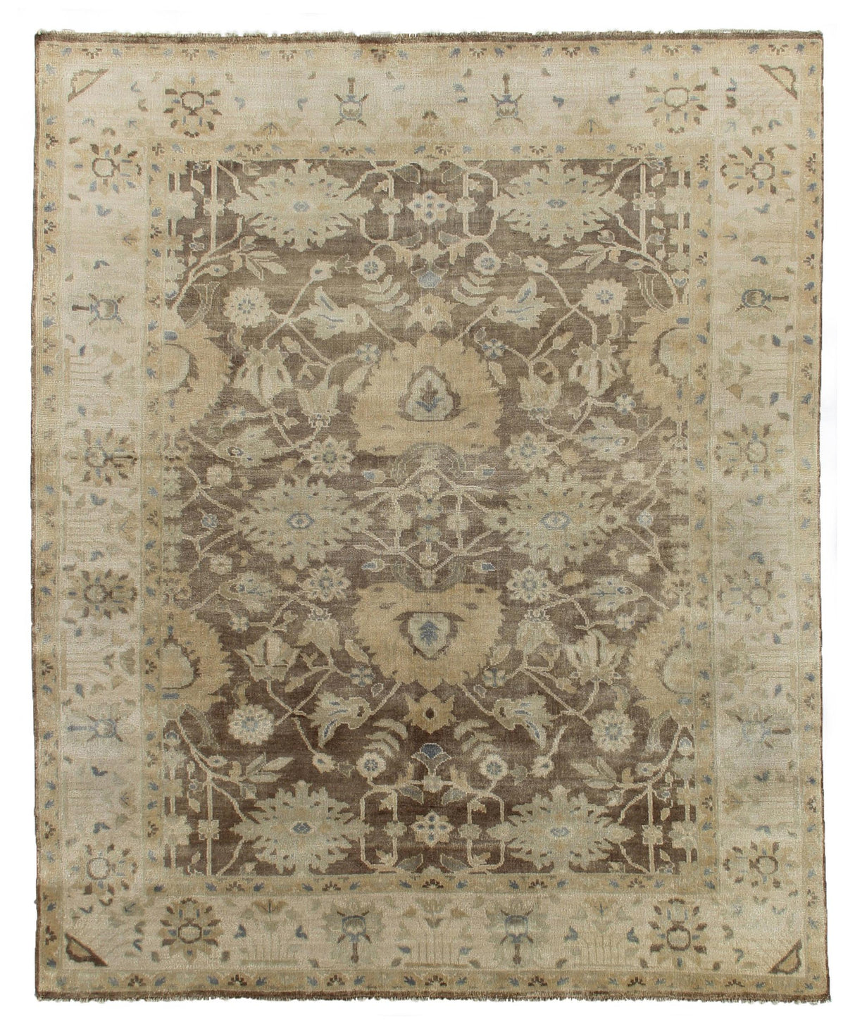 Exquisite Rugs Antique Weave Oushak hand-knotted New Zealand Wool 9733 Mink/Ivory 10' x 8' Area Rug