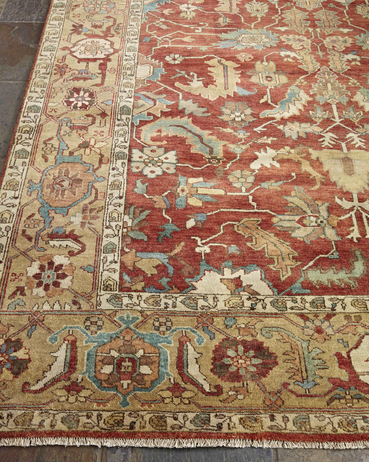 Exquisite Rugs Antique Weave Serapi hand-knotted New Zealand Wool 9745 Rust/Gold 14' x 10' Area Rug