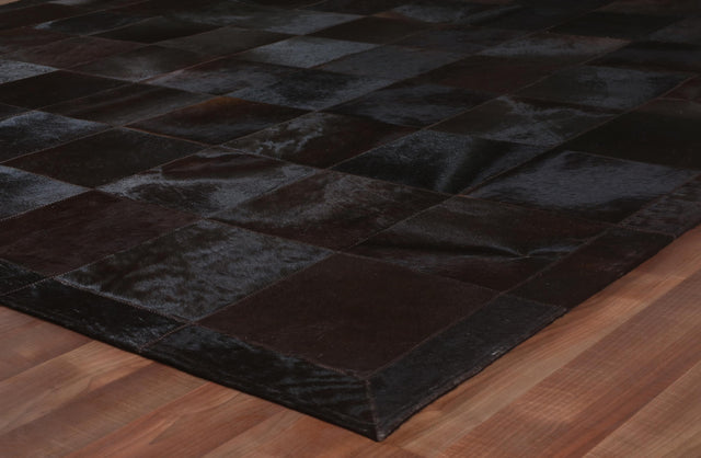 Exquisite Rugs Natural Hide hand-tufted Leather Hide 9753 Black 10' x 8' Area Rug