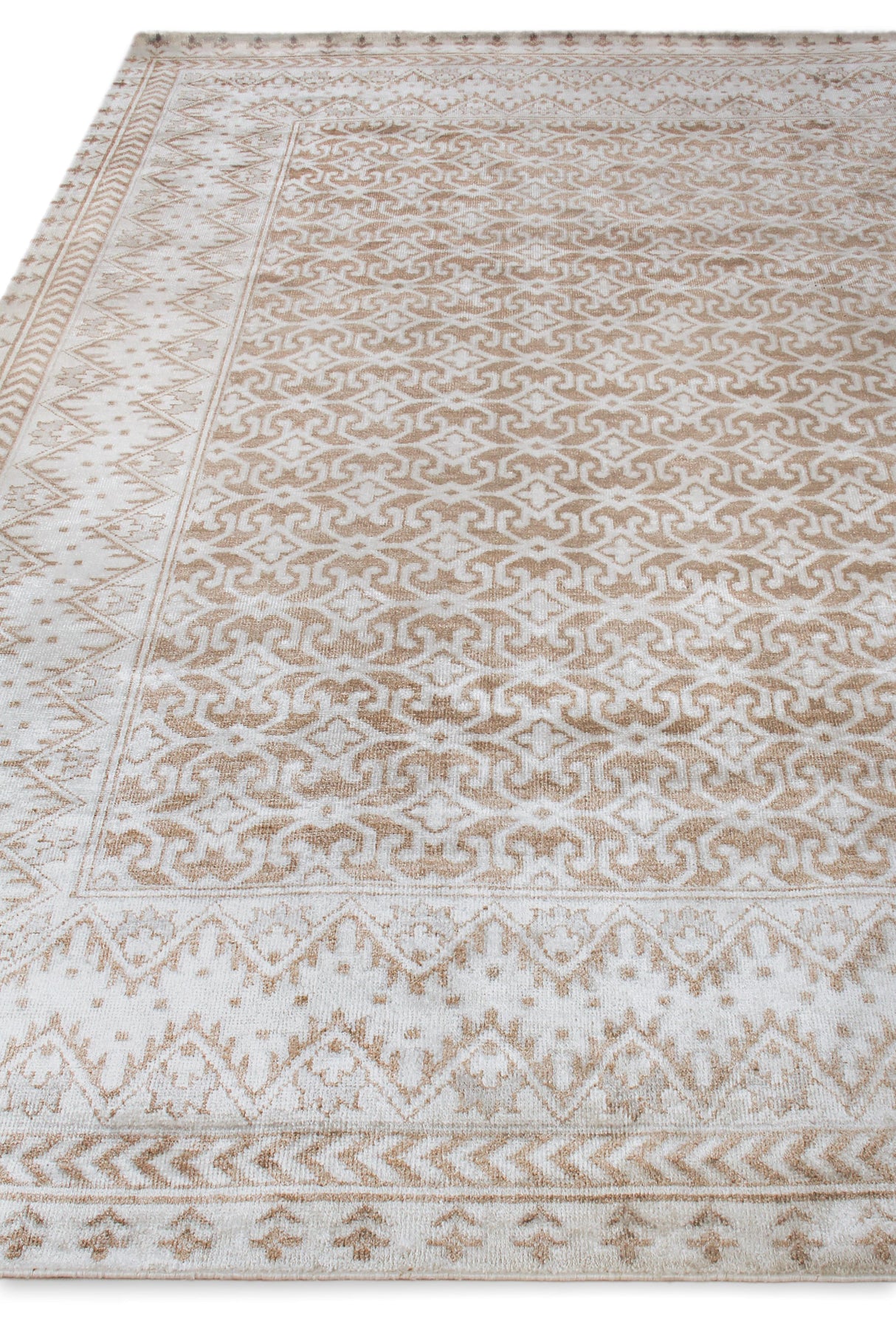 Exquisite Rugs Antique Weave Bamboo hand-knotted Bamboo Silk 9800 Beige 15' x 12' Area Rug