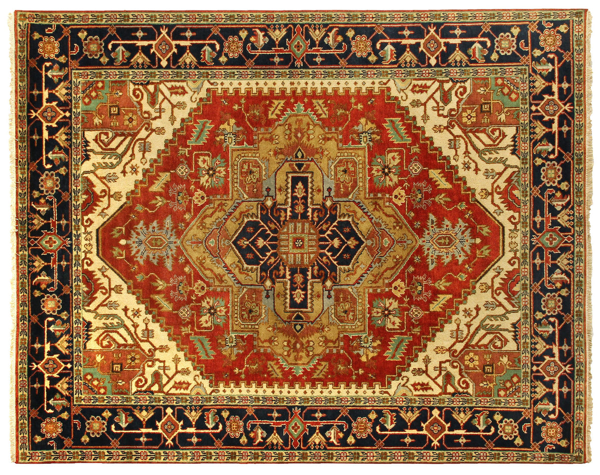 Exquisite Rugs Antique Weave Serapi hand-knotted New Zealand Wool 9831 Rust/Navy 18' x 12' Area Rug