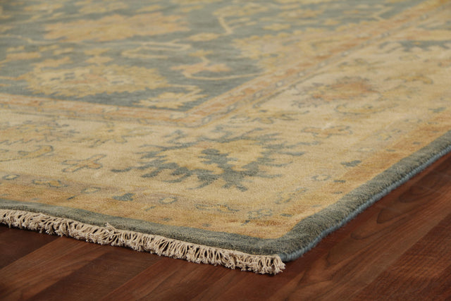 Exquisite Rugs Antique Weave Oushak hand-knotted New Zealand Wool 9934 Cobalt/Ivory 18' x 14' Area Rug