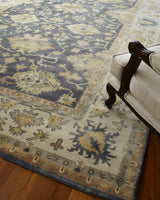 Exquisite Rugs Antique Weave Oushak hand-knotted New Zealand Wool 9934 Cobalt/Ivory 10' x 8' Area Rug